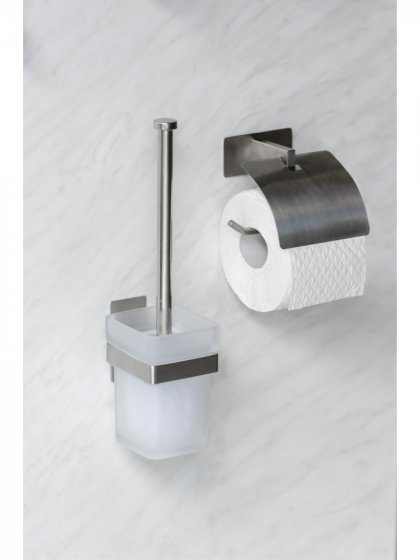 Turbo-Loc® WC-Garnitur Mod. Genova Matt, Abnehmbarer Behälter aus satiniertem Glas 