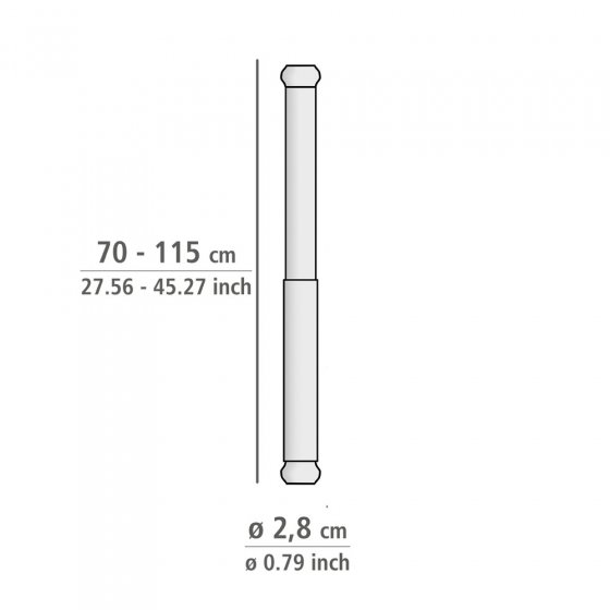 Teleskop-Duschstange Mod. Luz 70 - 115 cm, Weiß, aus rostfreiem Aluminium 