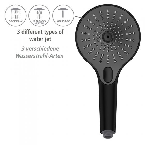 Duschkopf Mod. Ultimate Shower Schwarz/Grau, Ø 13 cm 