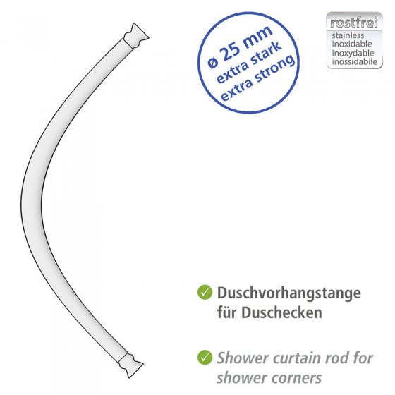 Rundduschstange Chrom, 80 x 80 / 90 x 90 cm