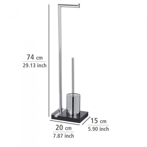 Stand WC-Garnitur Mod. Noble Black, mit Chrom-Applikation