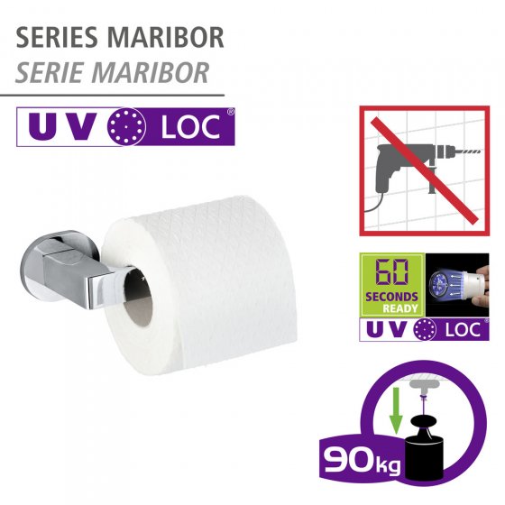 UV-Loc® Toilettenpapierhalter Mod. Maribor, Befestigen ohne Bohren mit innovativem Klebesystem