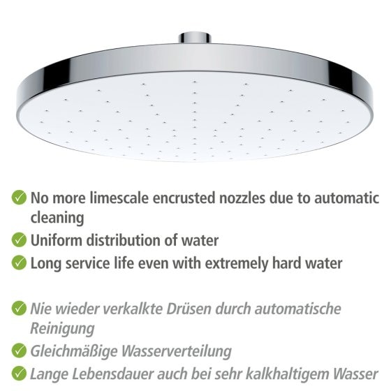 Regenduschkopf Automatic Cleaning Ø 22,5 cm, Anti-Kalk Universal-Kopfbrause 