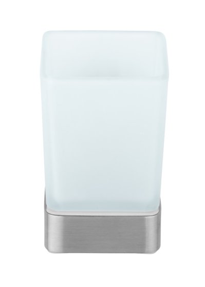 Turbo-Loc® Zahnputzbecher Mod. Genova Matt, Abnehmbarer Becher aus satiniertem Glas 