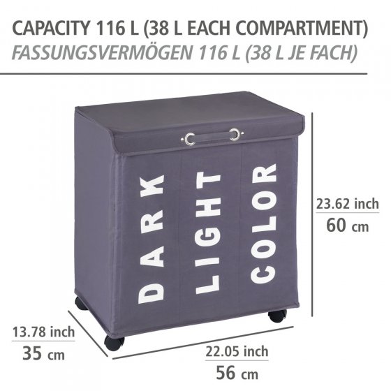 Wäschesammler Mod. Trivo Grau, Fassungsvermögen: 116 Liter