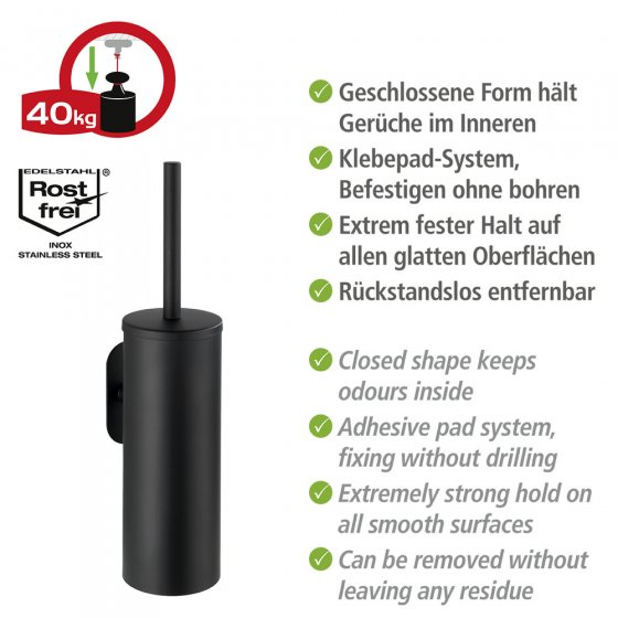 Turbo-Loc® WC-Garnitur Mod. Orea Black Matt geschlossen, Befestigen ohne bohren 