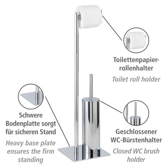 Stand WC-Garnitur Mod. Recco, WC-Bürstenhalter und Toilettenpapierhalter