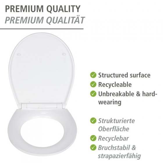 Premium WC-Sitz Mod. Big Leaves mit Relief, aus antibakteriellem Duroplast