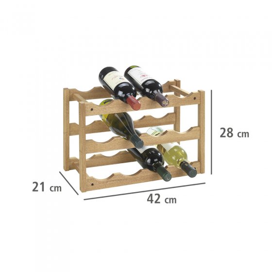 Weinregal Mod. Norway aus Walnussholz, für 12 Flaschen, massiv