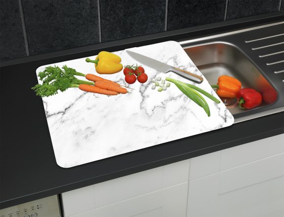 Multi-Platte Mod. Marmor, Spritzschutz, Herdblende, Schneidbrett 