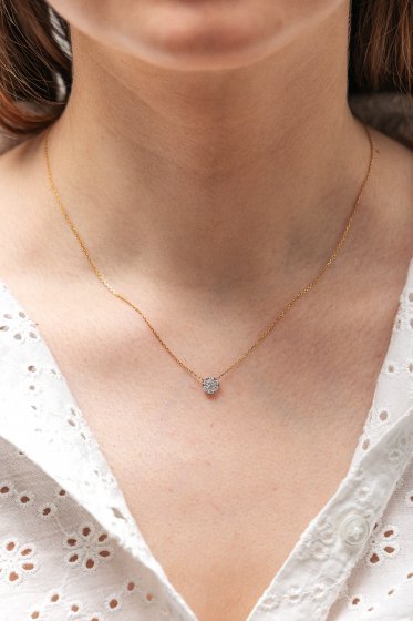 Halskette 585 Gelbgold mit im Labor gezüchteten Diamanten 