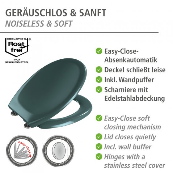 Premium WC-Sitz Mod. Ottana Dunkelgrau, aus antibakteriellem Duroplast mit Absenkautomatik