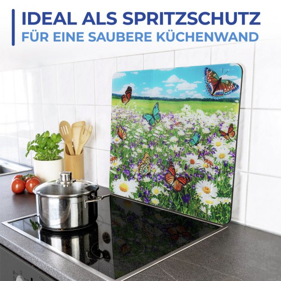 Multi-Platte Mod. Sommerwiese, Spritzschutz, Herdblende, Schneidbrett 