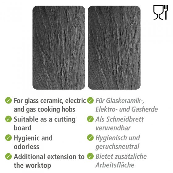 Herdabdeckplatte Universal Schiefer 2er Set, für alle Herdarten