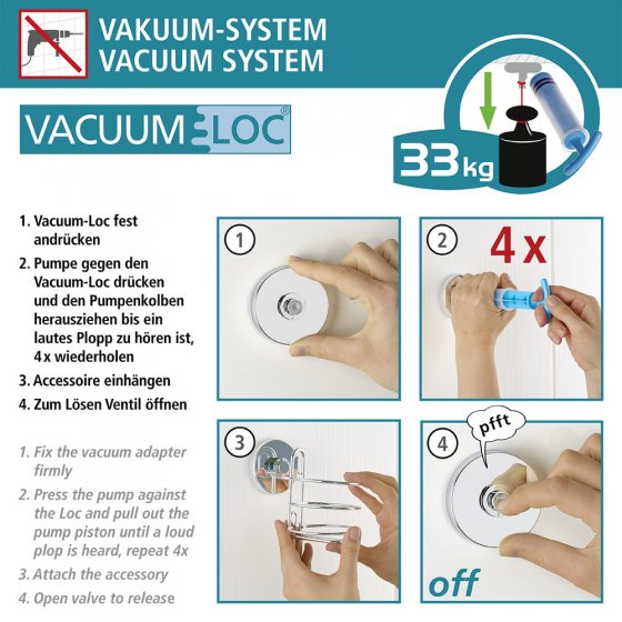 Vacuum-Loc® Duschabzieher, Befestigen ohne bohren