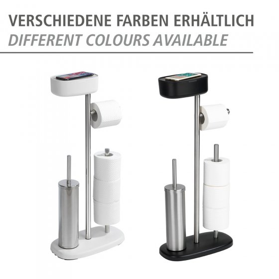 Stand WC-Garnitur mit Box Mod. Rivazza Weiß, integrierter Toilettenpapierhalter, Ersatzrollenhalter 