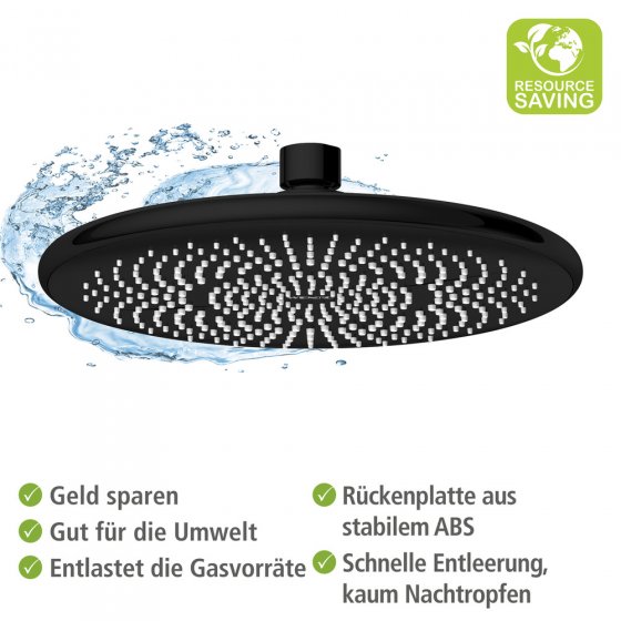 Regenduschkopf Watersaving Schwarz, Ø 22,5 cm