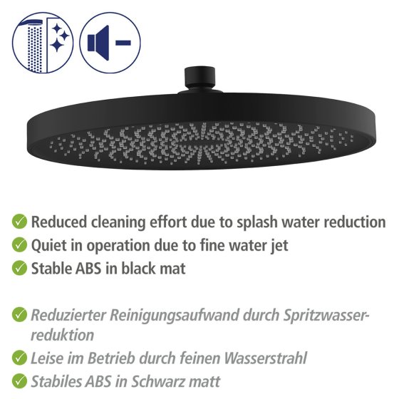 Duschkopf Mod. Softwater Schwarz matt, Ø 26 cm 