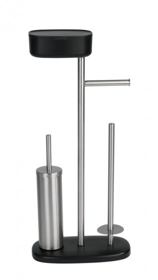 Stand WC-Garnitur mit Box Mod. Rivazza Schwarz, integrierter Toilettenpapierhalter, Ersatzrollenhalter 