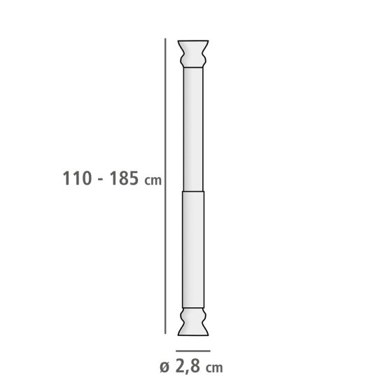 Teleskop Duschstange extra stark Weiß 110 - 185 cm, extra stabil mit Ø 2,8 cm 
