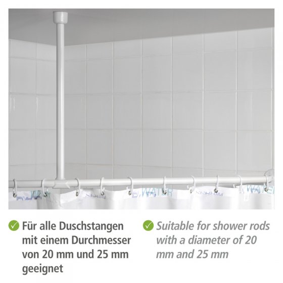 Deckenstütze für Duschstange Weiß 57 cm, für Stangen mit Ø 2 / 2,5 cm