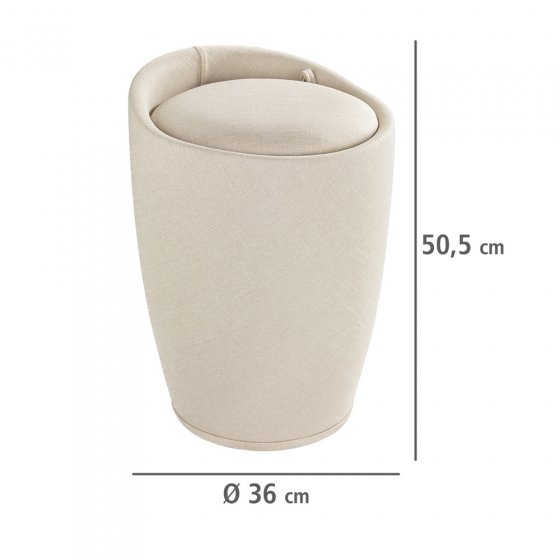 Hocker Mod. Candy Beige Leinenoptik, mit Wäschesack, mit abnehmbarem Wäschesammler