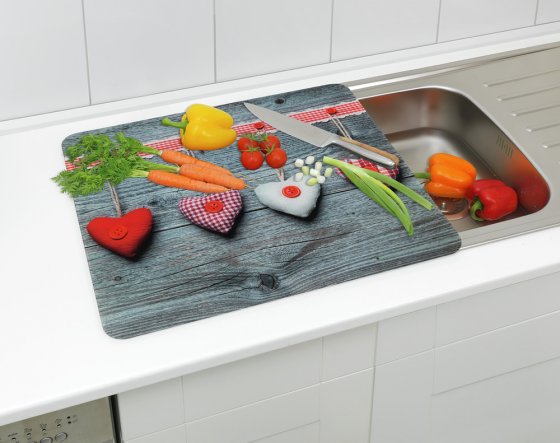 Multi-Platte Mod. Herzen, Spritzschutz, Herdblende, Schneidbrett