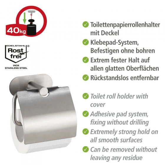 Turbo-Loc® Toilettenpapierhalter Mod. Orea Matt, mit Deckel 