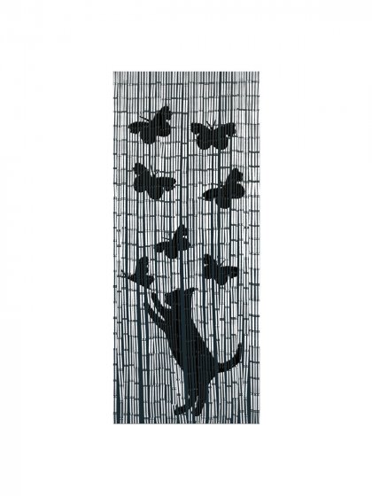 Bambusvorhang Mod. Katze und Schmetterling, 90 x 200 cm 