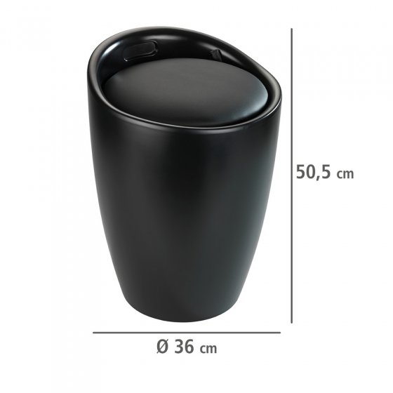 Hocker Mod. Candy Black matt, mit abnehmbarem Wäschesammler