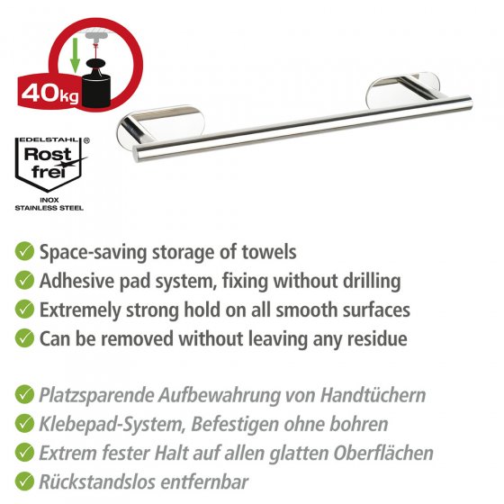 Turbo-Loc® Badetuchstange Mod. Orea Shine, 40 cm, Befestigen ohne bohren 