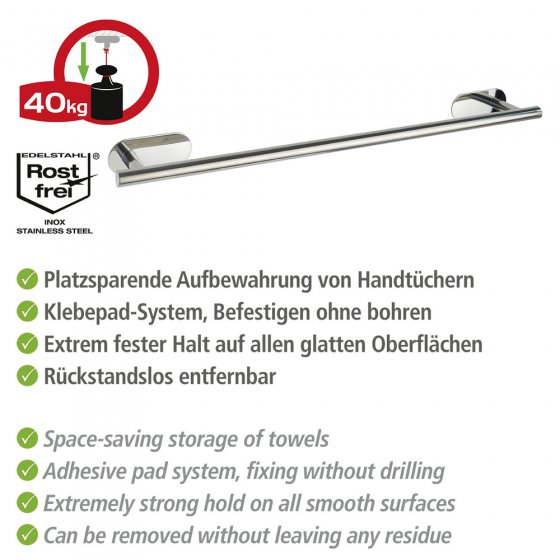 Turbo-Loc® Badetuchstange Mod. Orea Uno Shine, 60 cm, Befestigen ohne bohren
