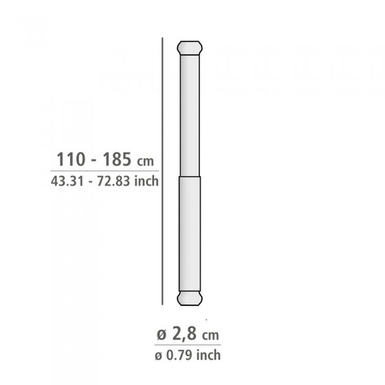 Teleskop-Duschstange Mod. Luz 110 - 185 cm, Chrom, ausziehbar, aus rostfreiem Edelstahl 