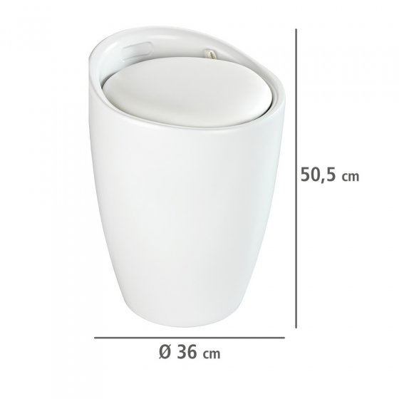 Hocker Mod. Candy White matt, mit abnehmbarem Wäschesammler