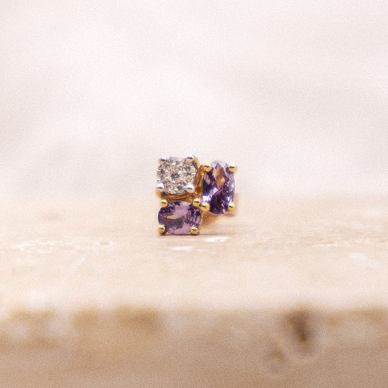 Ohrringe Gold 375 Amethyst + Zirkonia 