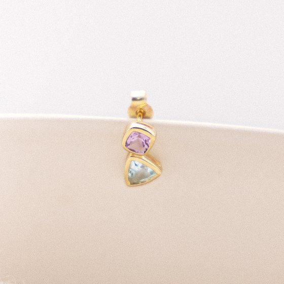 Ohrringe Gold 375 Blautopas (beh.) + Amethyst 