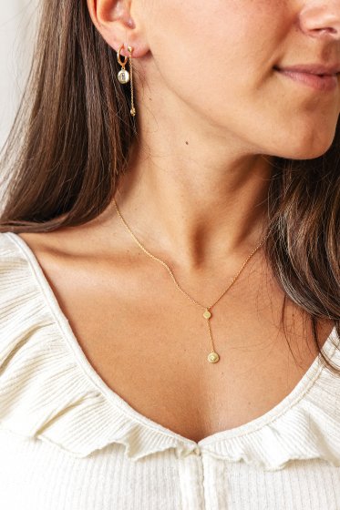 Creole 925 Sterling Silber gelb vergoldet Boho Zirkonia Anhänger 