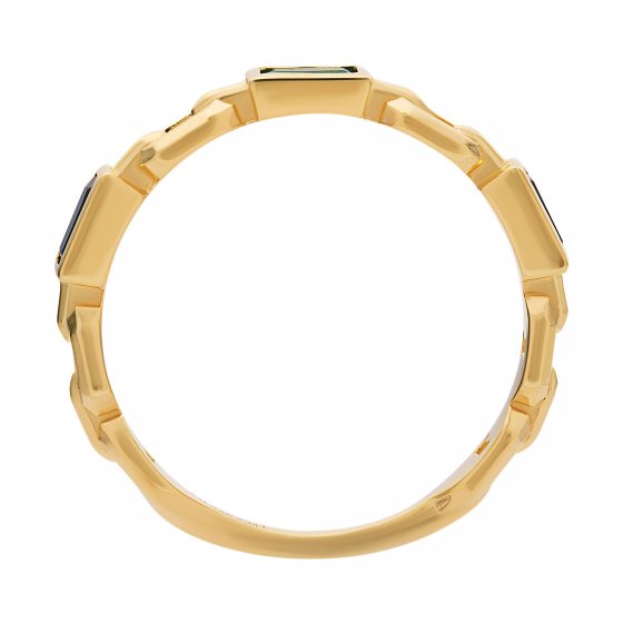 Ring 925 Silber vergoldet Kettendesign Baguette Steine grün blau 