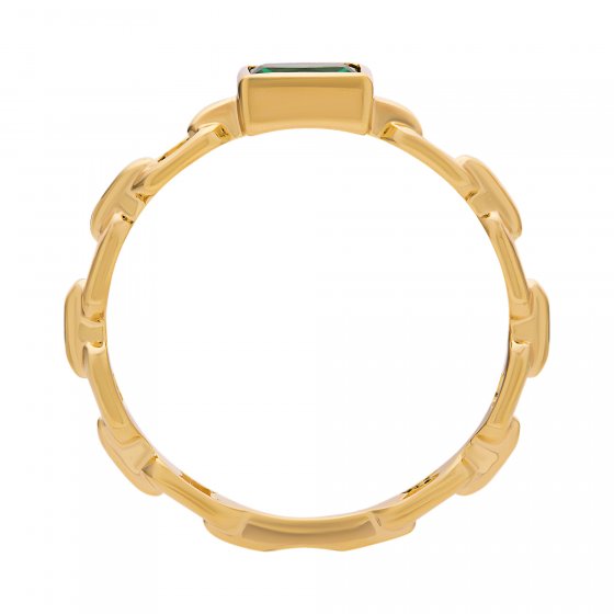 Ring 925 Silber vergoldet Kettendesign Baguette Stein grün 