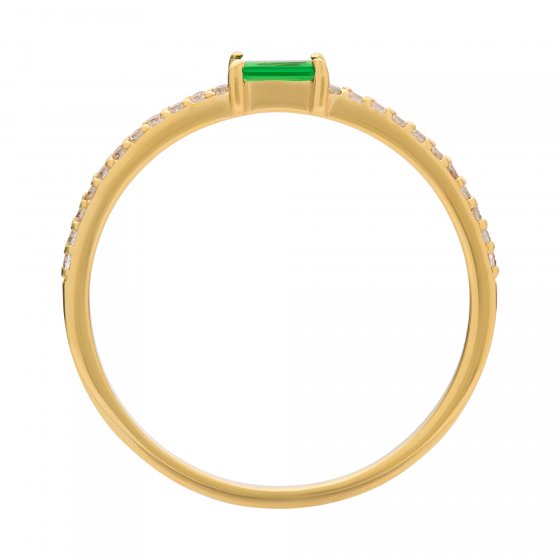 Ring 925 Silber vergoldet Baguette Stein grün 