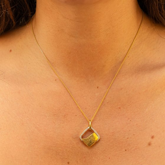 Halskette 585 Gold glanz/matt mit Zirkonia weiß 