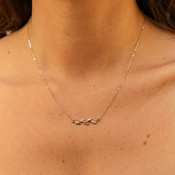 Halskette 375 Gold mit 6x Zirkonia weiß 