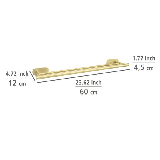 Turbo-Loc® Badetuchstange Duo Mod. Orea Gold, 60 cm, Befestigen ohne bohren 