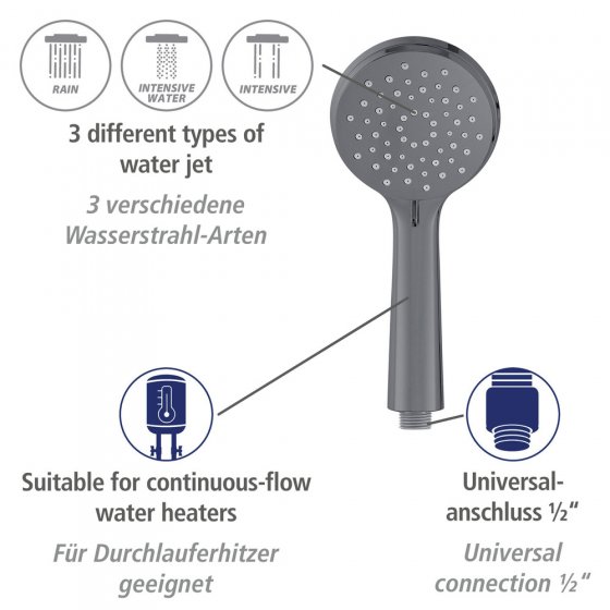 Brauseset Mod. Young Gunmetal Grey, Länge Stange: 66 cm 