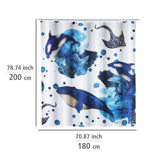 Duschvorhang Mod. Aquaris, 180 x 200 cm, Textil (100 % recyceltes Polyester) 