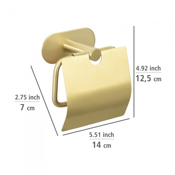 Turbo-Loc® Toilettenpapierhalter mit Deckel Mod. Orea Gold Matt, Befestigen ohne bohren 