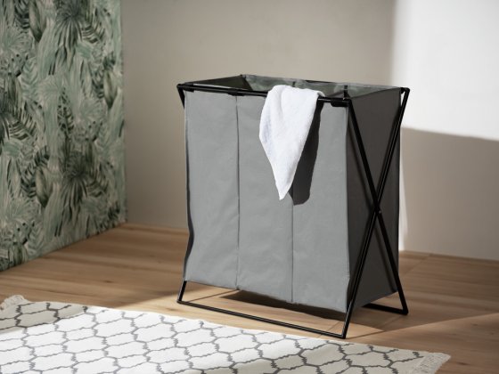 Wäschesammler Mod. Trio XL Grau, mit drei Fächern 