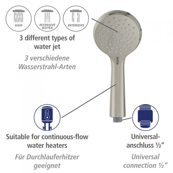 Brauseset Mod. Young Edelstahl gebürstet, Länge Stange: 66 cm 