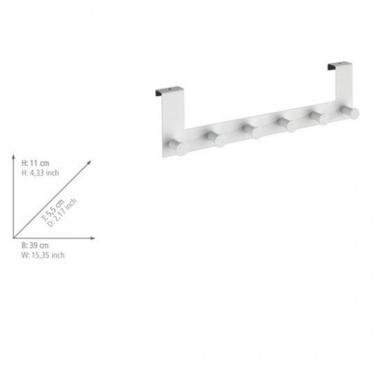 Türgarderobe Mod. Celano Weiß, 6 Haken, für Türfalzstärken bis 2 cm