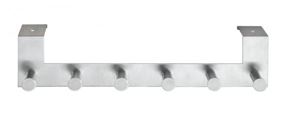 Türgarderobe Edelstahl Mod. Celano 4 cm, 6 Haken, für Türfalzstärken bis 4 cm